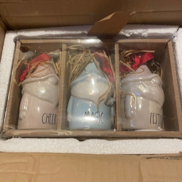 NEW! Rae Dunn Set of 3 Ceramic Gnome Ornaments (Cheer, Magic and Festive) - Picture 9 of 9
